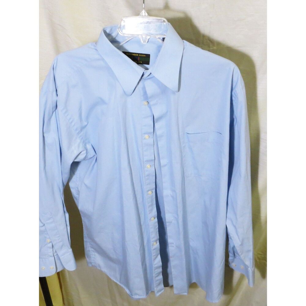 Men Blue Long Sleeve Alexander Julian Colours Shirt sz L